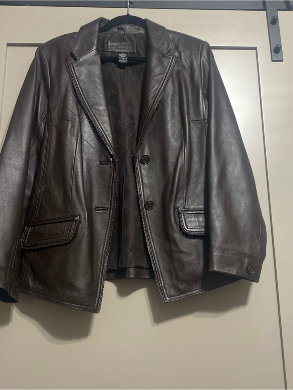 Vintage Jaclyn Smith Brown Leather Blazer Jacket - Women's Tailored Style